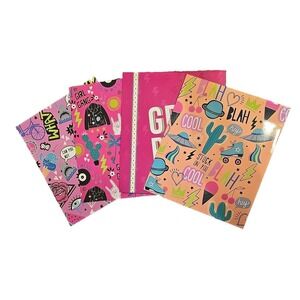 Top Flight 2-Pocket School Folders Pink Pop Art‎ Girl Power Rebel 4 Pack